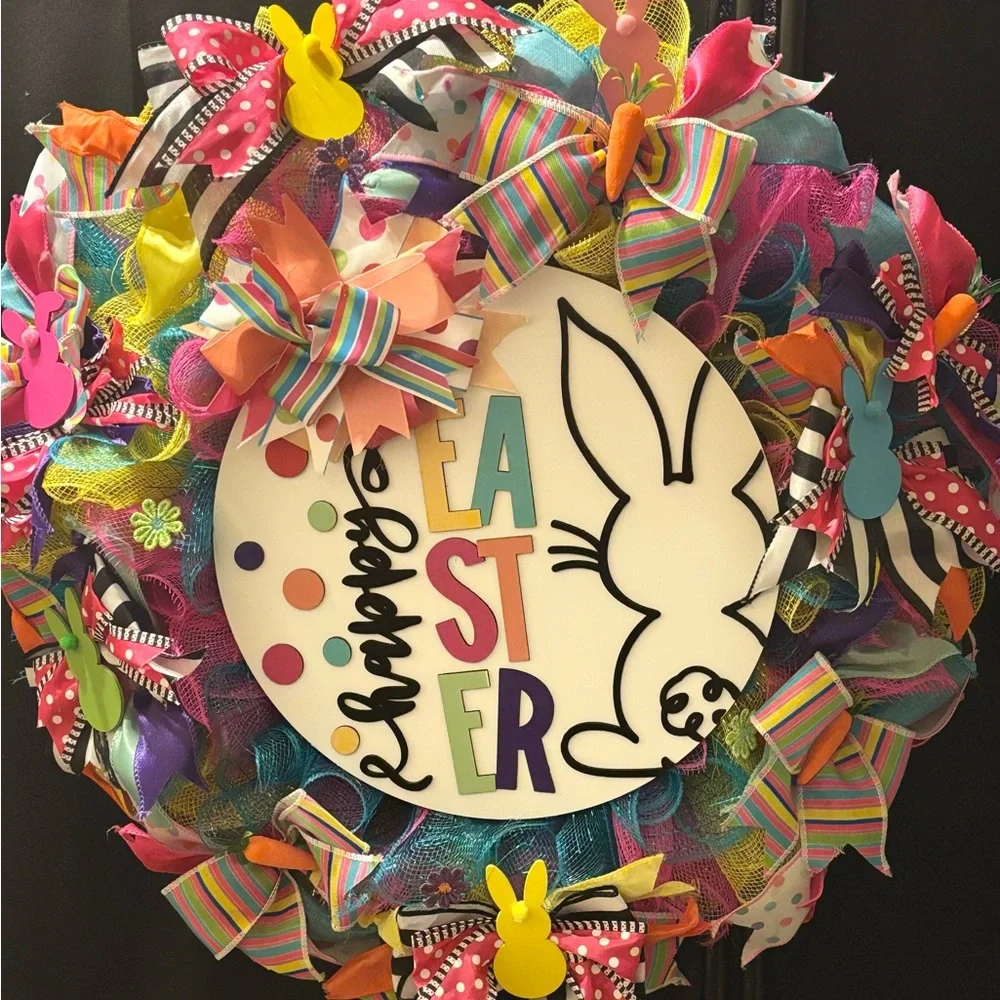Cheerful Multicolor Easter Bunny Wreath